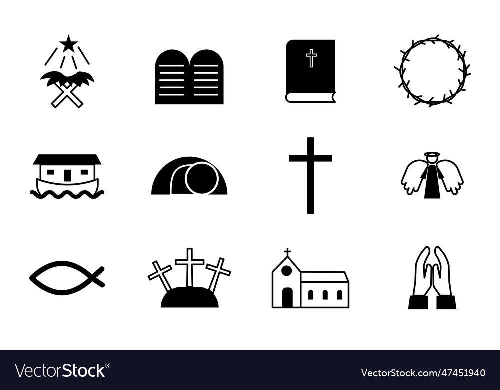 Christianity related icons thin icon set black Vector Image