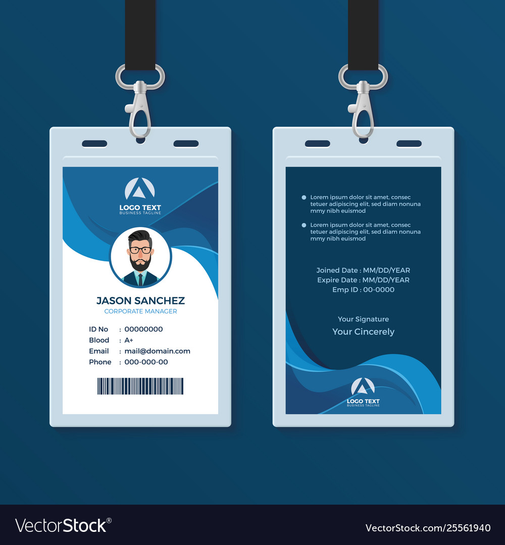 Corporate id card design template Royalty Free Vector Image For Company Id Card Design Template