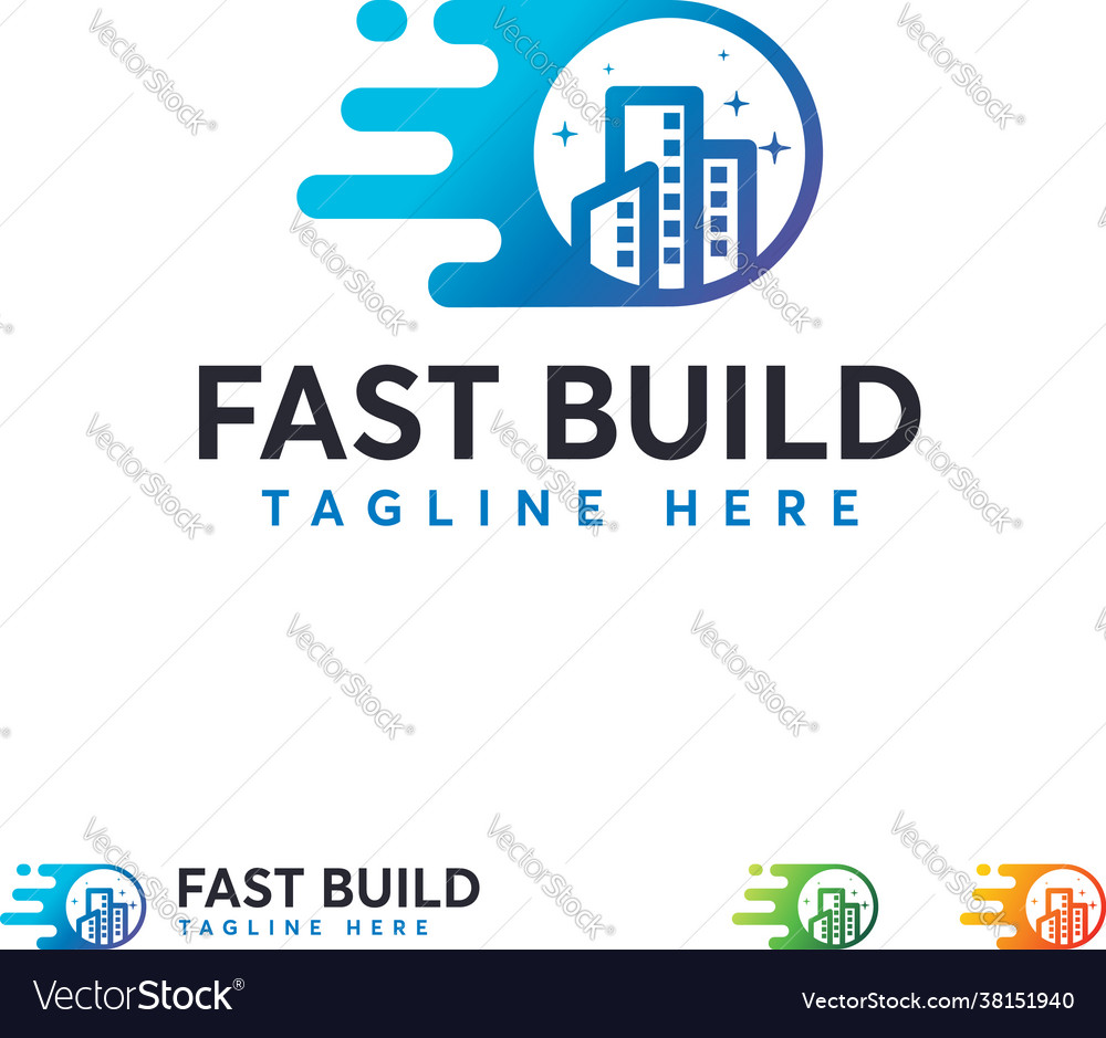 Fast building work logo designs concept moving Vector Image