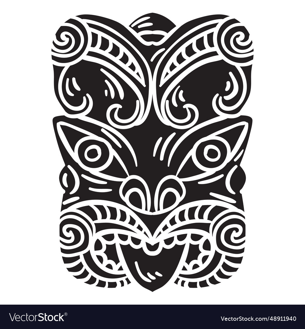 Maori mask black Royalty Free Vector Image - VectorStock