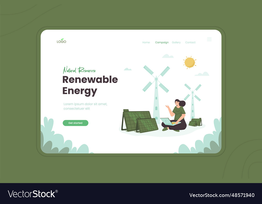 Renewable natural energy on website template Vector Image