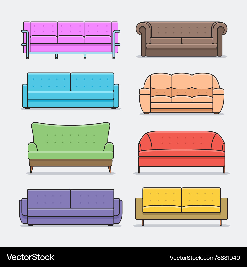 Sofa icon set Royalty Free Vector Image - VectorStock