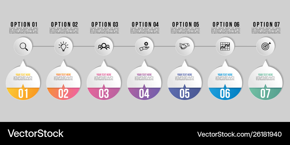 Timeline infographic design template with 8 Vector Image