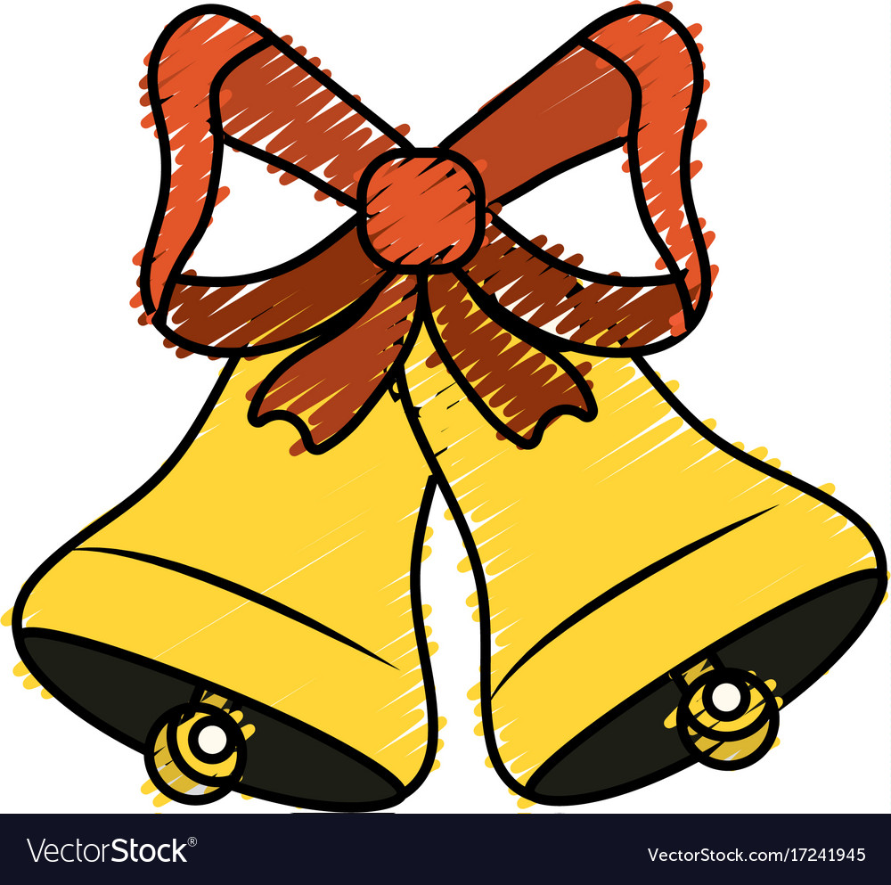 Bells With Ribbon Bow Decoration Design Royalty Free Vector