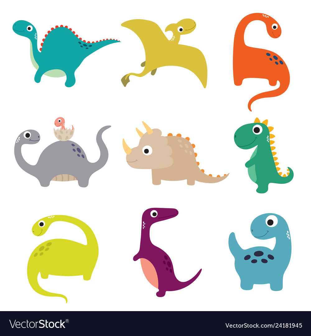 Funny cartoon dinosaurs collection Royalty Free Vector Image