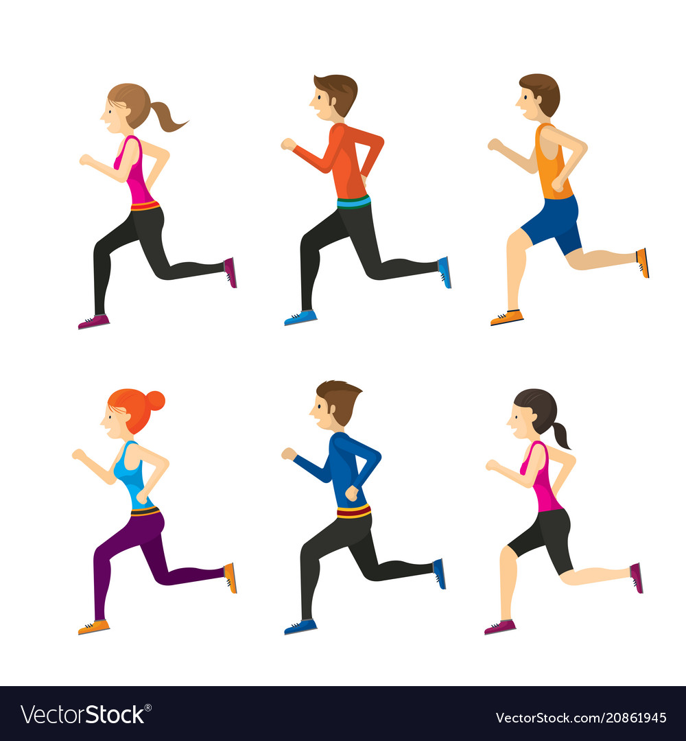 Man and woman running set Royalty Free Vector Image