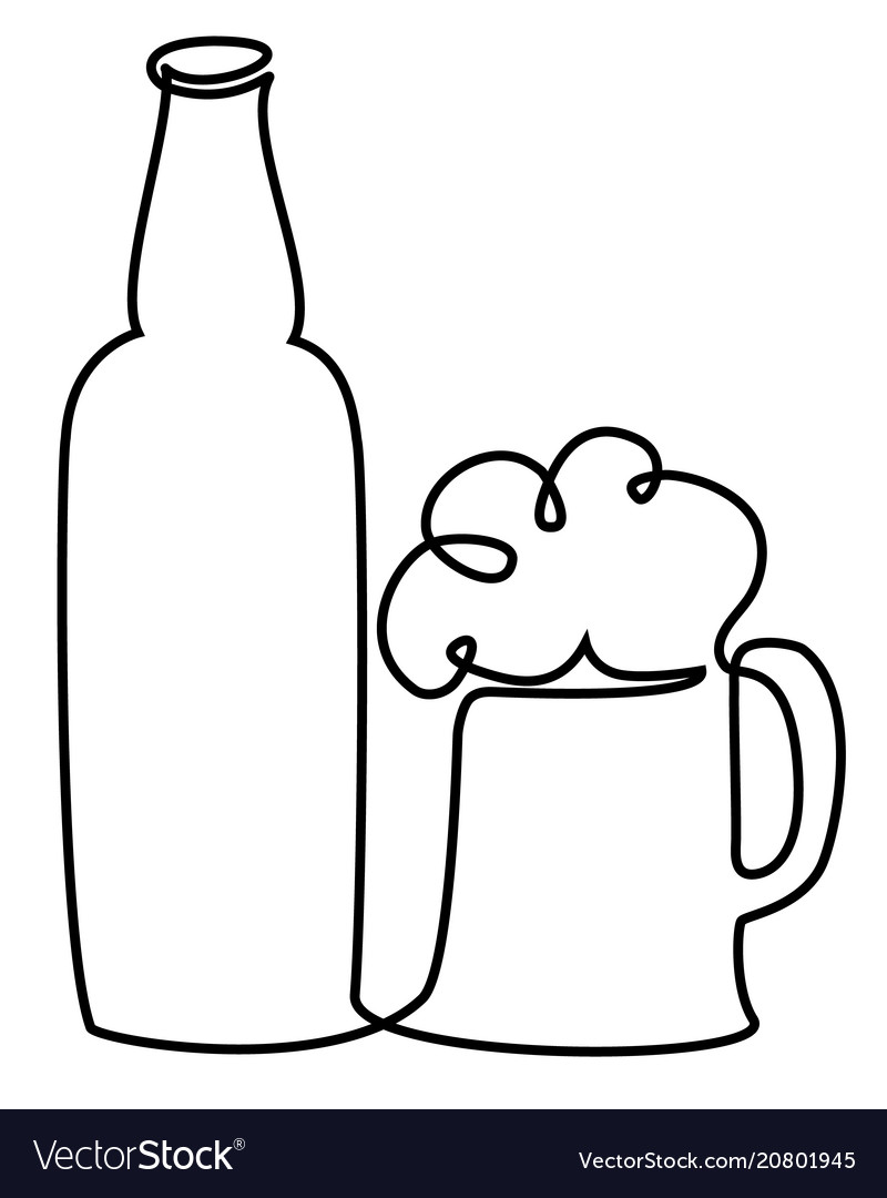 Pint Beer One Line Drawing Royalty Free Vector Image