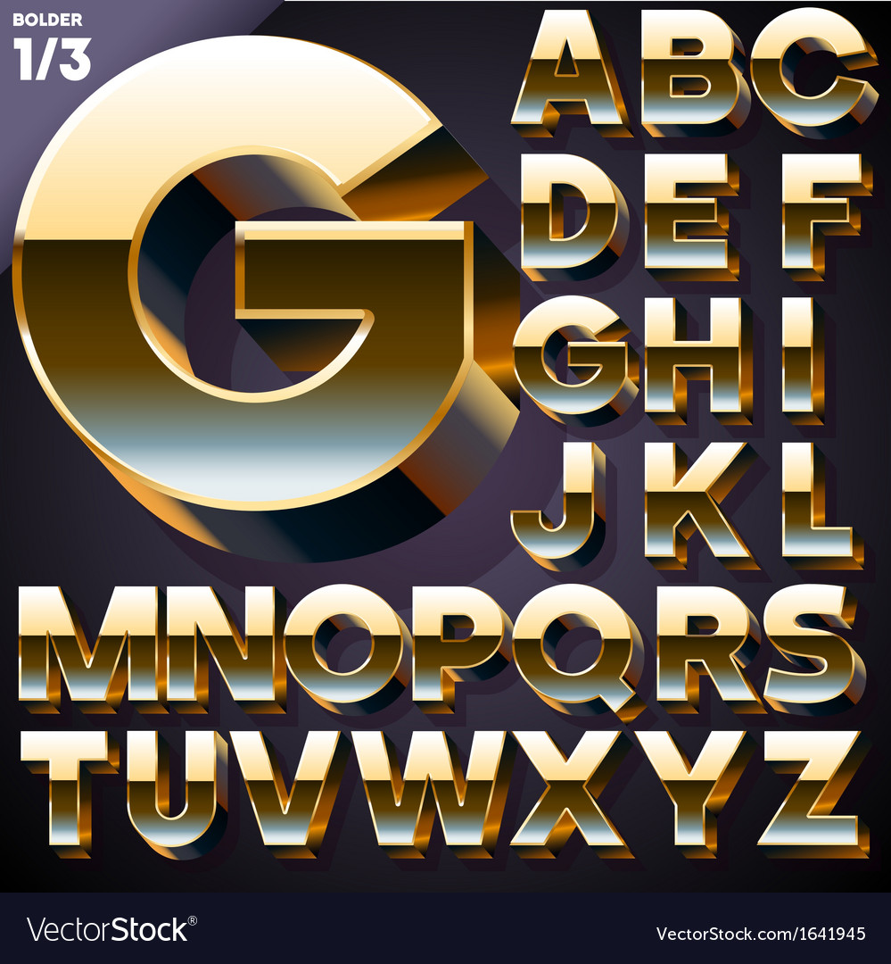 Set Of Golden 3d Alphabet Royalty Free Vector Image