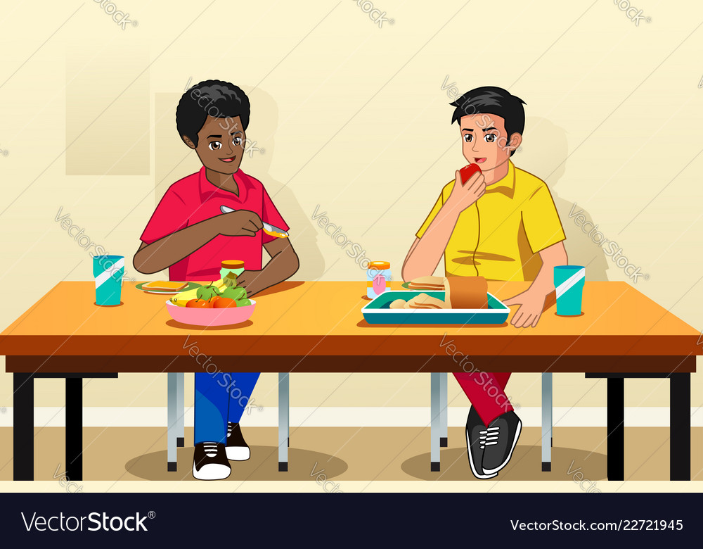 Students Eating Breakfast In School Royalty Free Vector