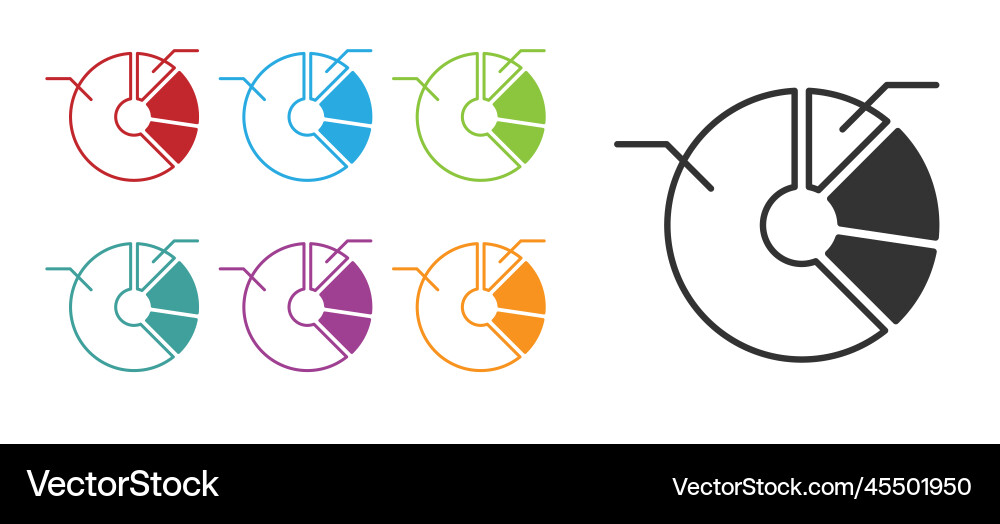 Black pie chart infographic icon isolated on white