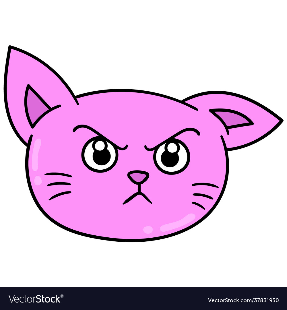 Premium Vector  Pink cat head with angry face with revenge