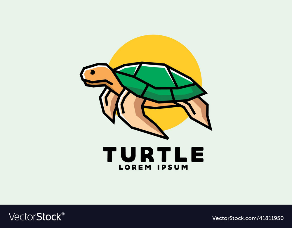 Stiff art style of sea turtle Royalty Free Vector Image