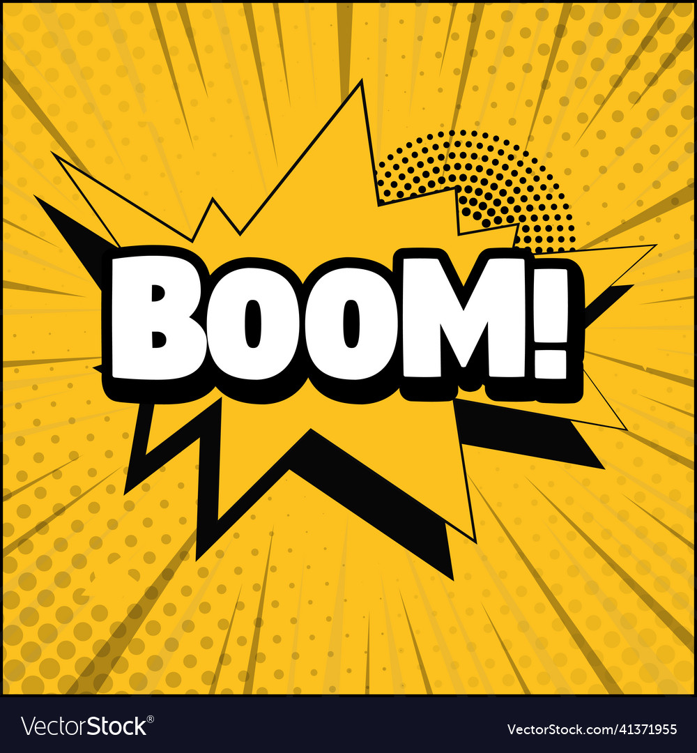 Comic lettering boom on white background Vector Image