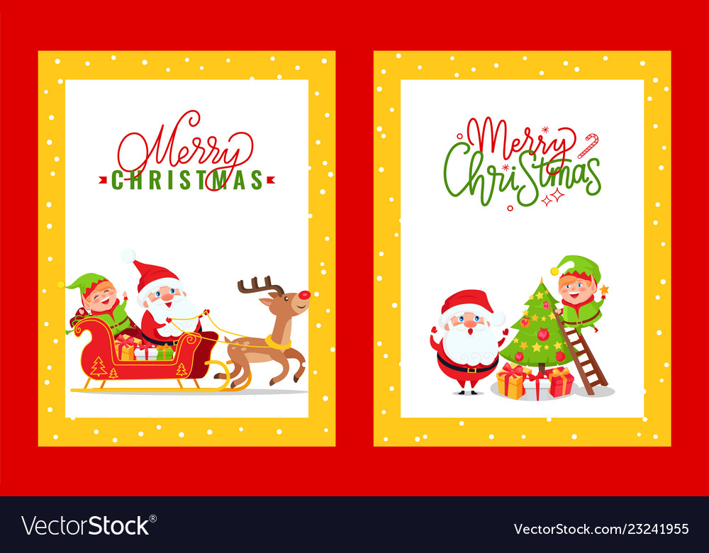 Greeting cards with holiday spirit and cartoon Vector Image