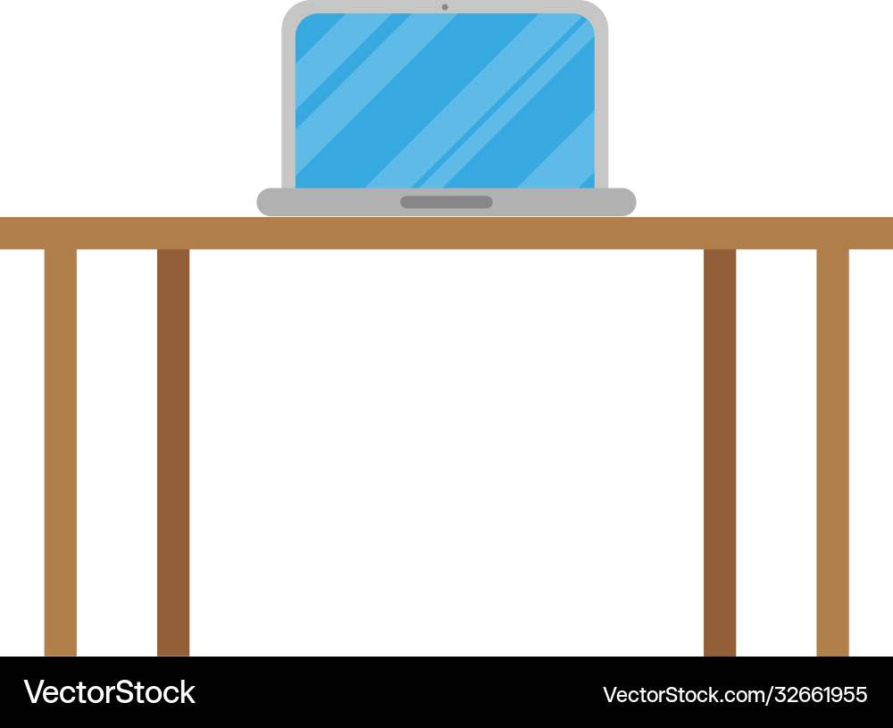 Laptop computer technology in desk workplace Vector Image