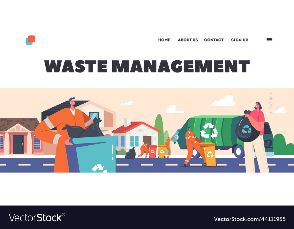 Waste management landing page template scavengers Vector Image