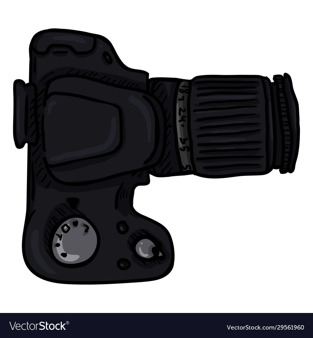 Cartoon reflex camera with big lens Royalty Free Vector