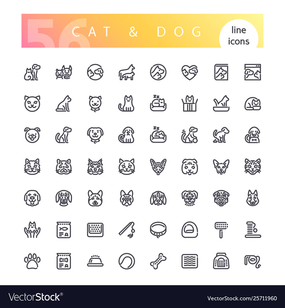 Cat and dog line icons set vector image Cat and dog line icons set