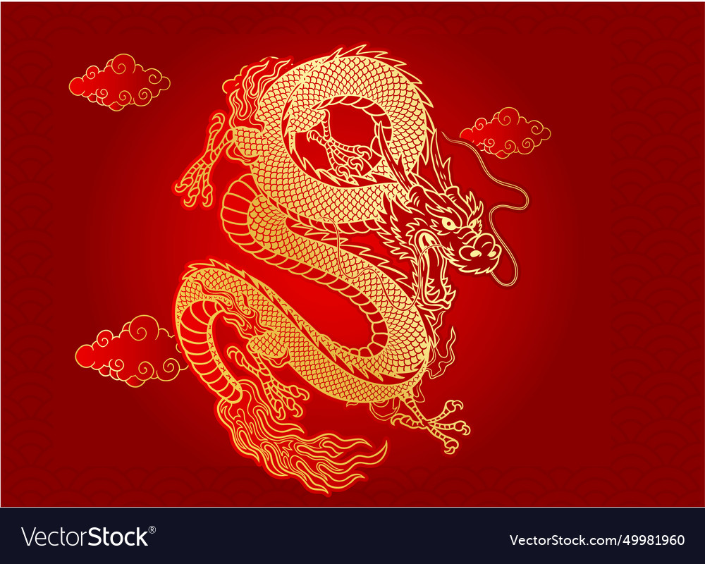 Chinese New Year 2024 Modern Art Design Set In Red Chinese New Year 2024 Modern Art Design Set In Red
