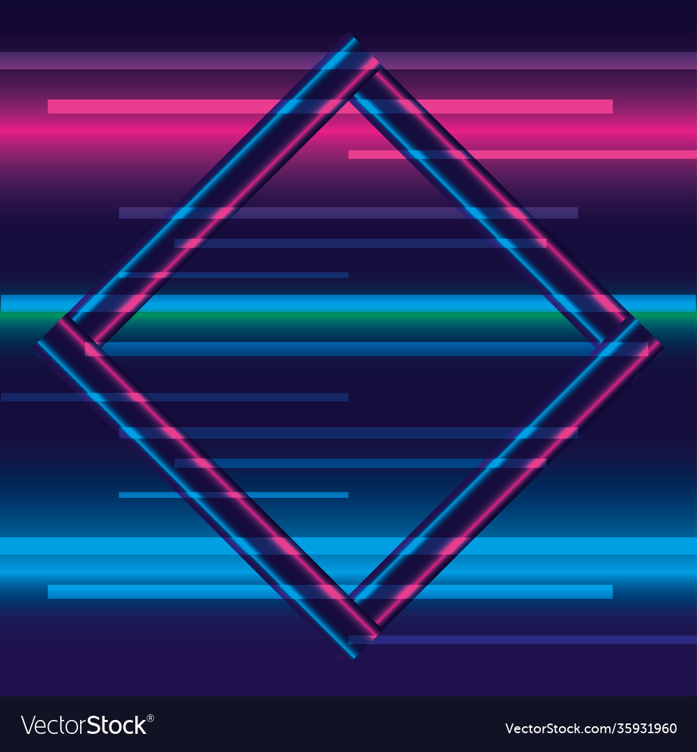 Neon pink and blue square design Royalty Free Vector Image