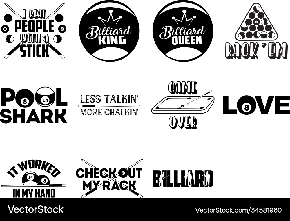 Set billiard quotes billiard slogan Royalty Free Vector
