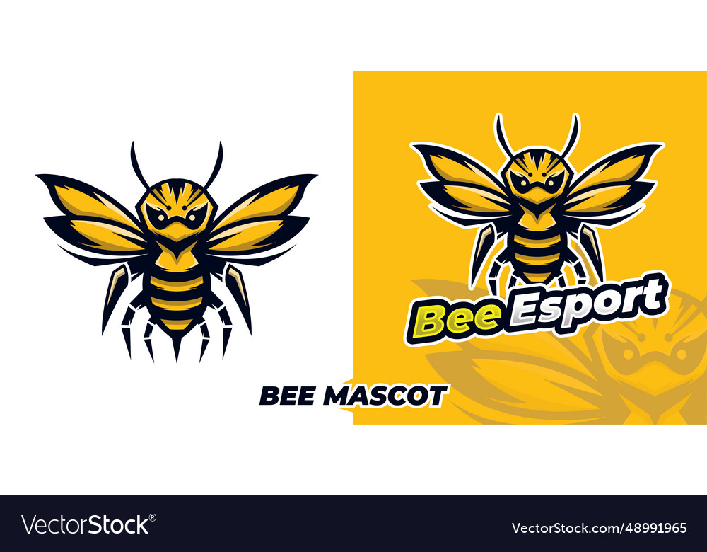 Bee mascot esport hornet logo Royalty Free Vector Image