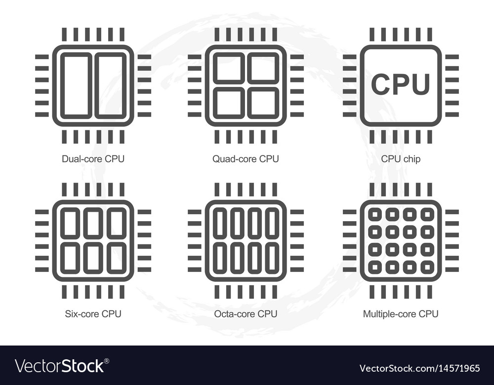 Computer processor icon set Royalty Free Vector Image