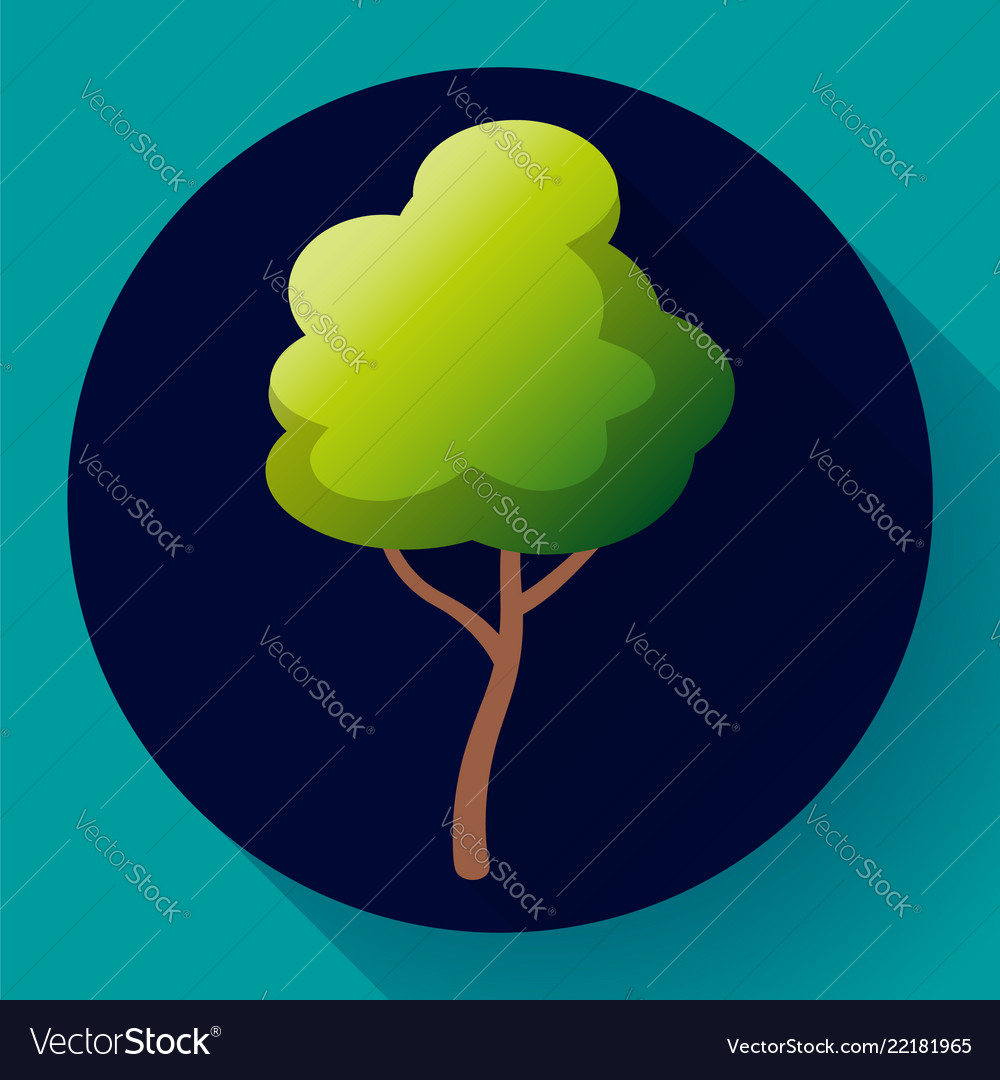 Flat green tree icon save forest Royalty Free Vector Image