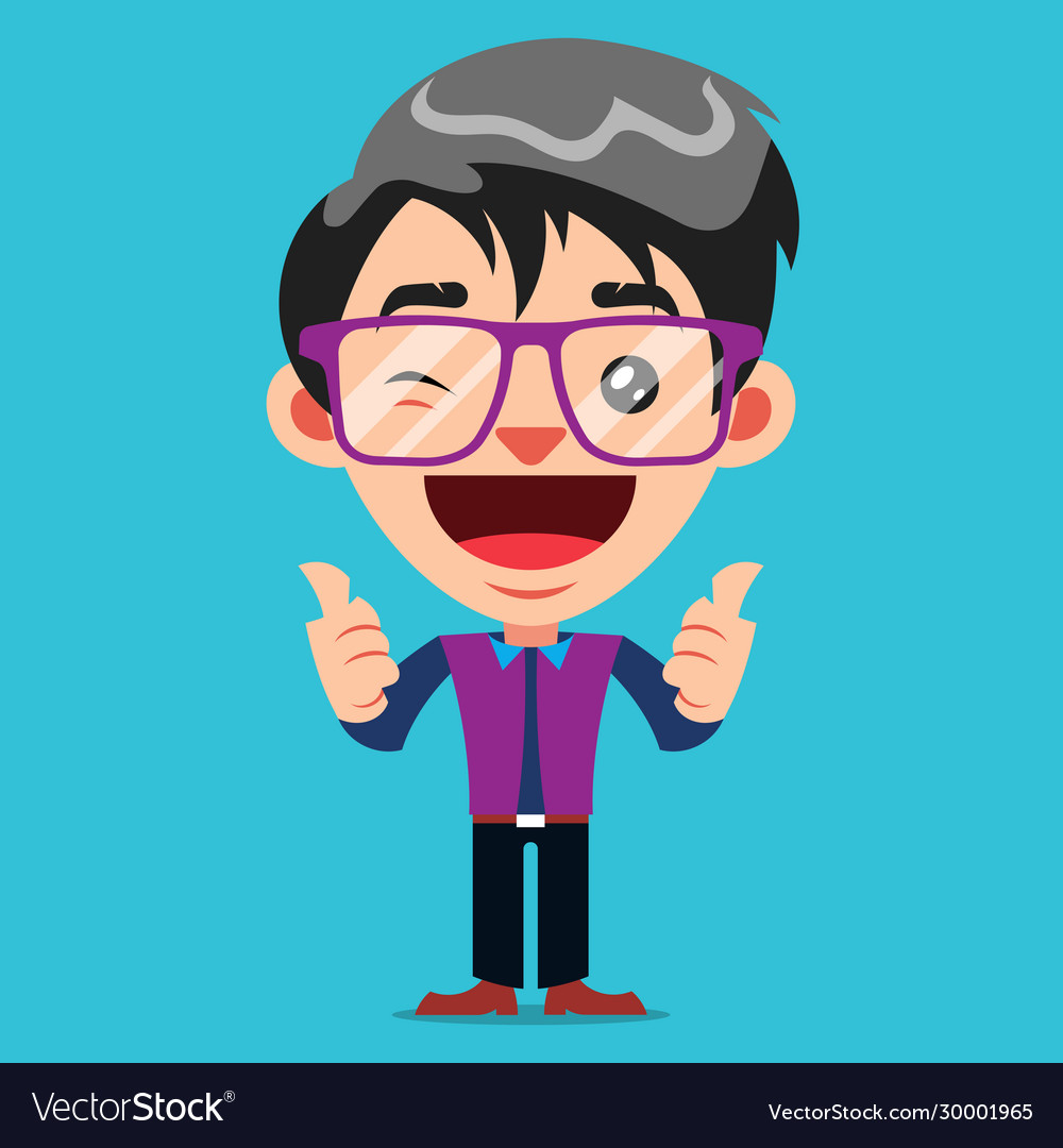 Cartoon man with glasses