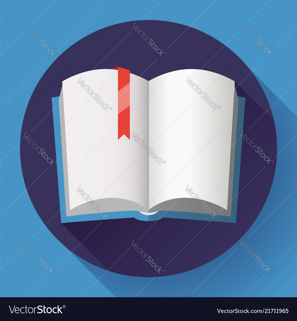 Icon of open textbook with red bookmark Royalty Free Vector