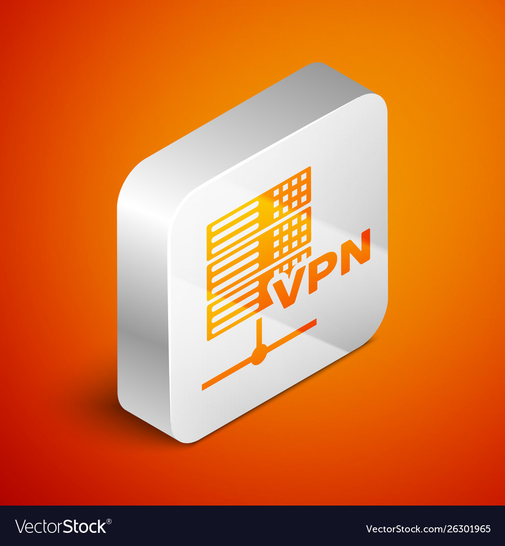 Isometric server vpn icon isolated on orange Vector Image