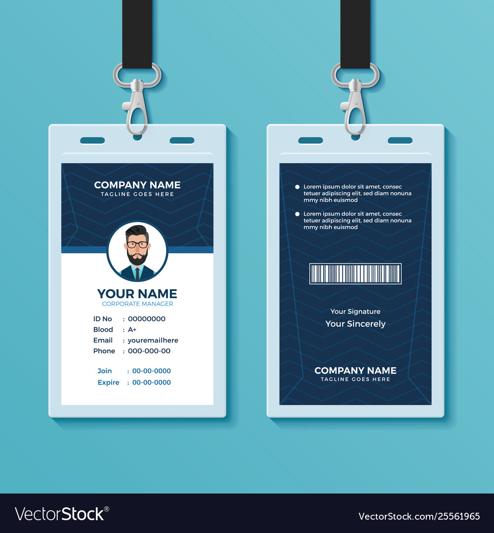 Modern and clean id card design template Vector Image Regarding Company Id Card Design Template