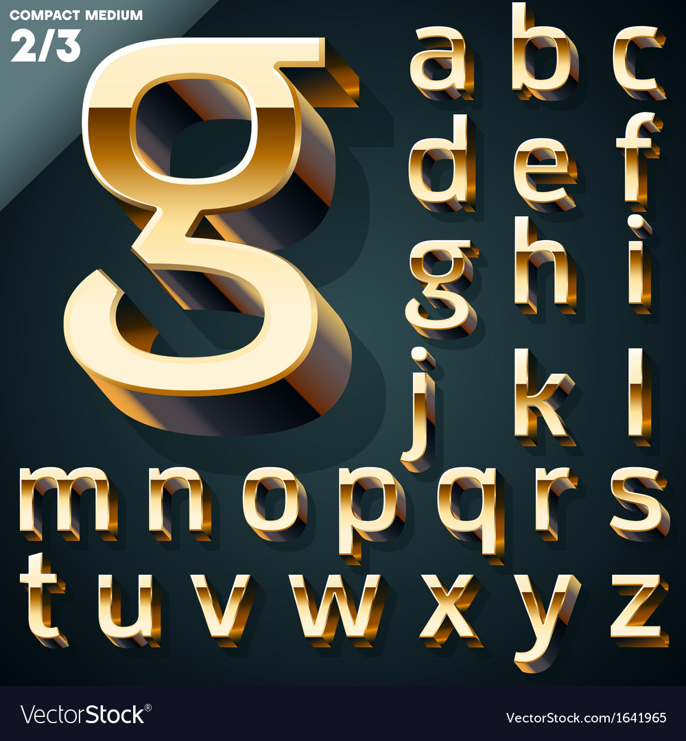 Set of golden 3d alphabet Royalty Free Vector Image