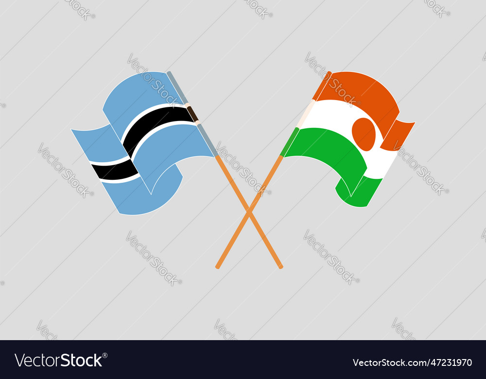 Crossed and waving flags of botswana and niger Vector Image