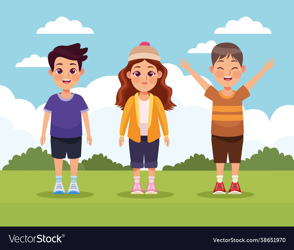 Kids in camp Royalty Free Vector Image - VectorStock