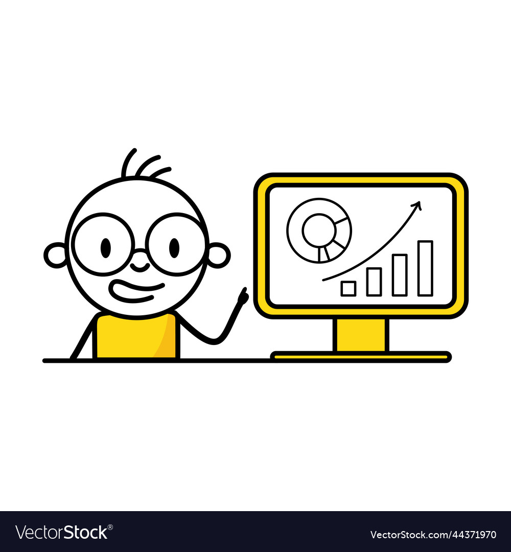 Man analyzes chart and graph data working Vector Image