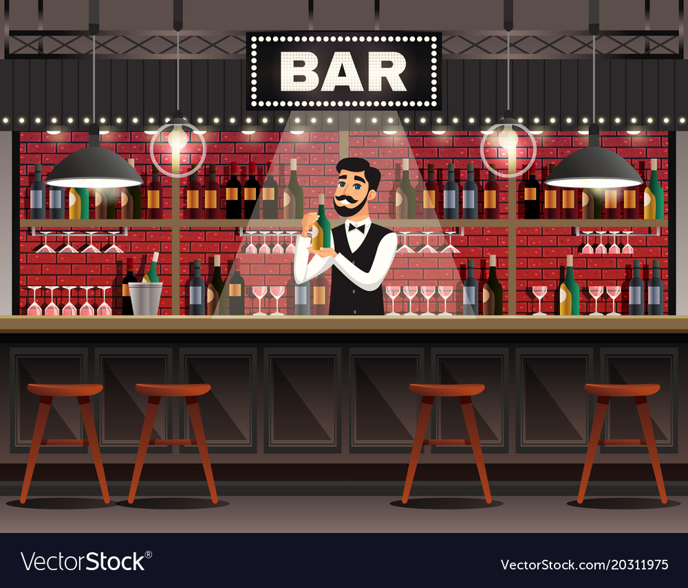 Bar interior realistic composition