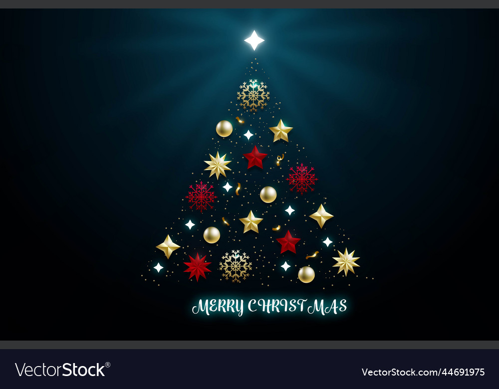 Christmas background with realistic decoration Vector Image