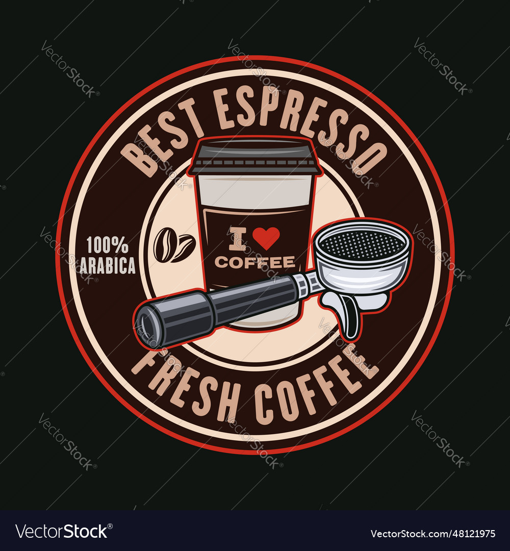 Espresso coffee round emblem logo badge Royalty Free Vector