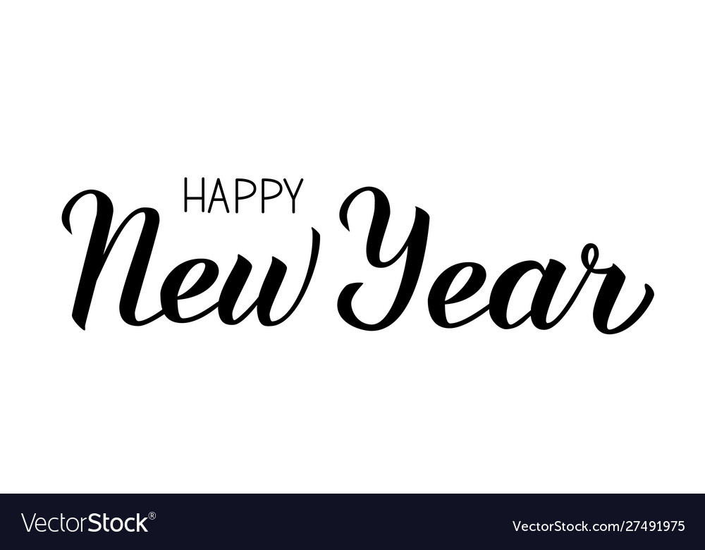 Happy new year calligraphy script isolated Vector Image