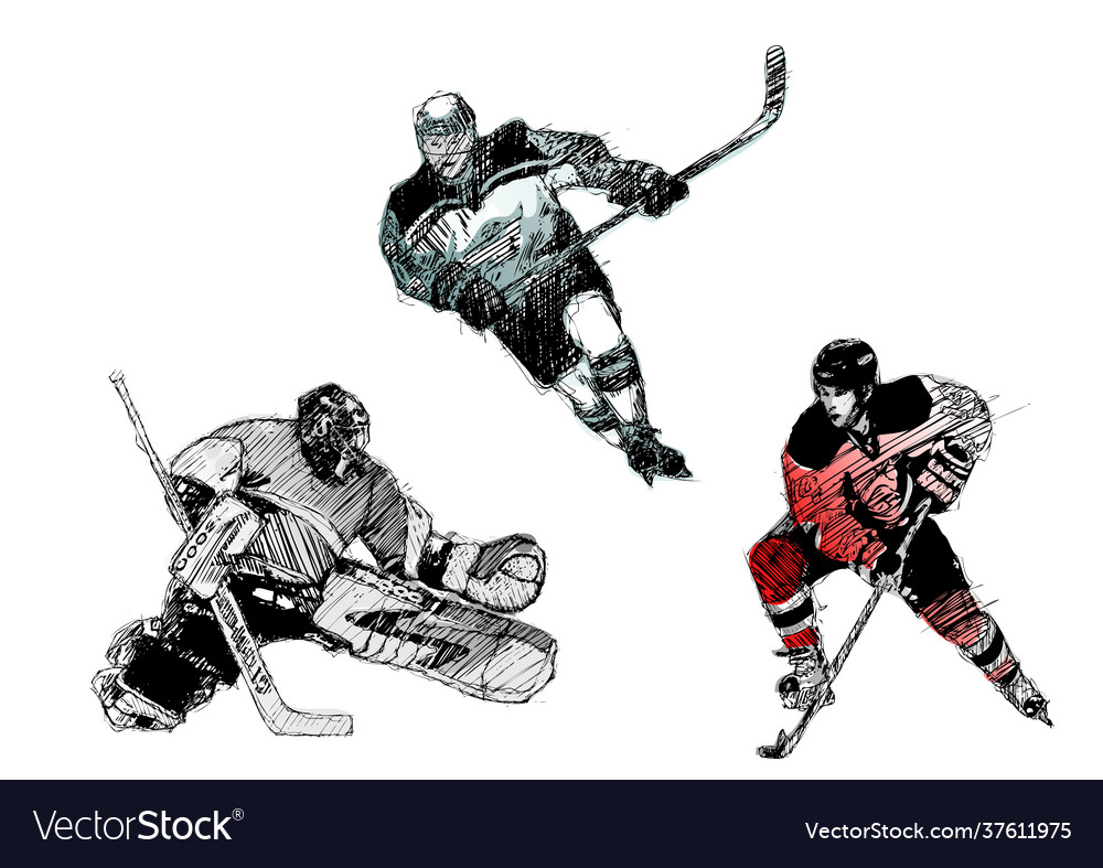 Ice hockey trio Royalty Free Vector Image - VectorStock