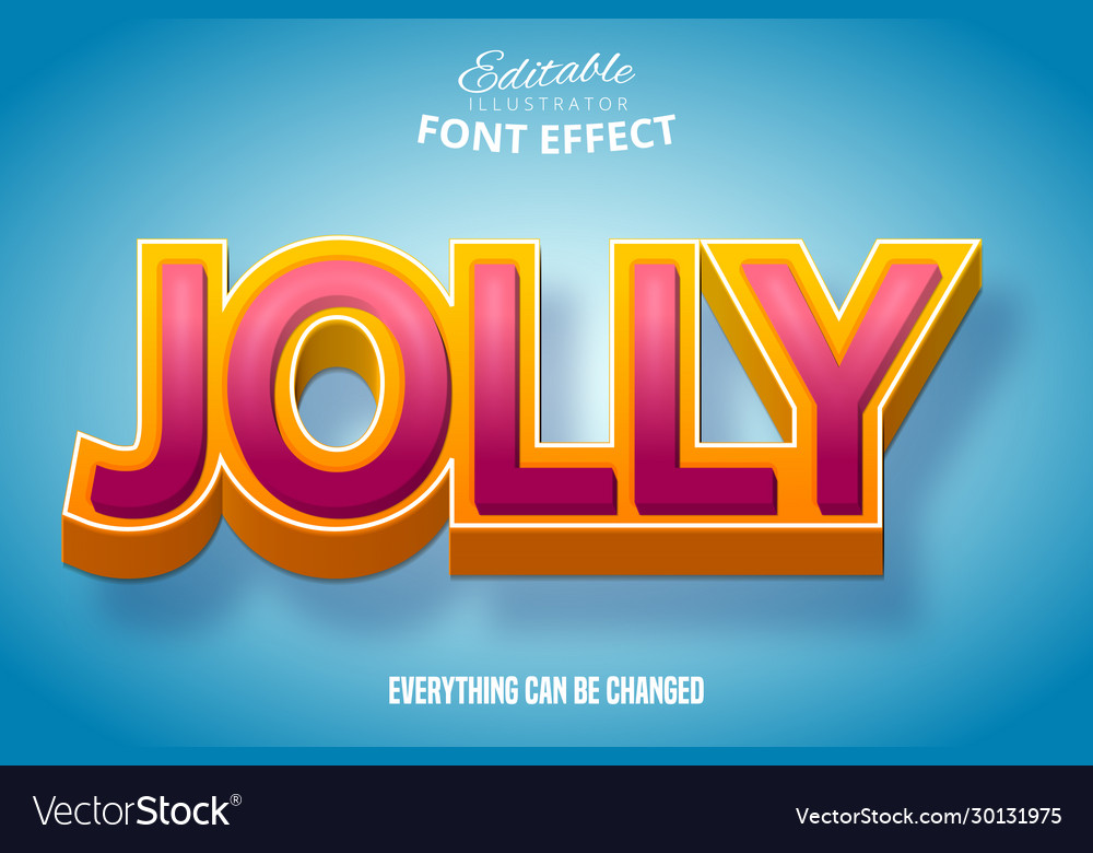 Jolly text 3d editable font effect Royalty Free Vector Image