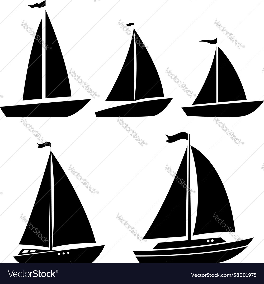 Set yacht icons design element for logo label vector image Set yacht icons design element for logo label