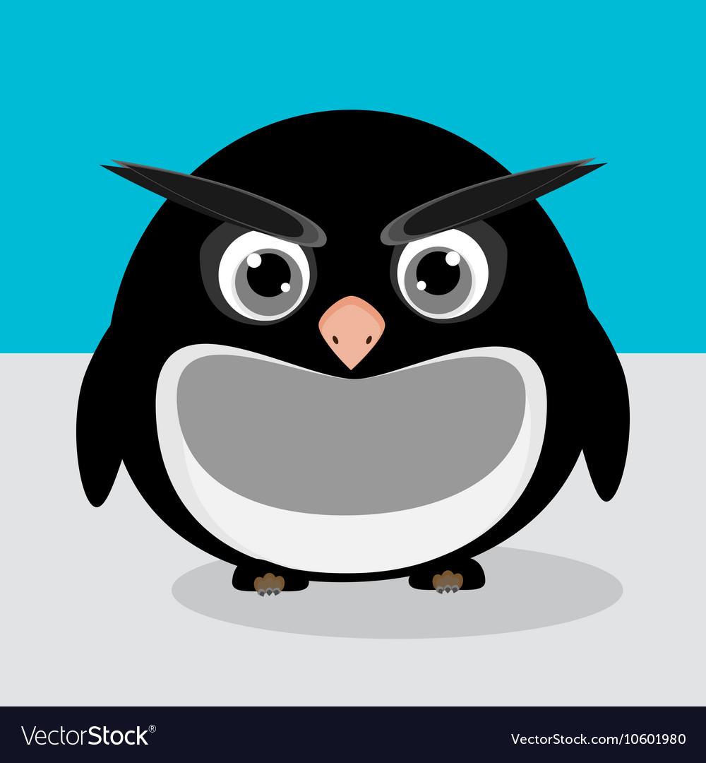 Abstract cute angry pinguin on a blue background Vector Image