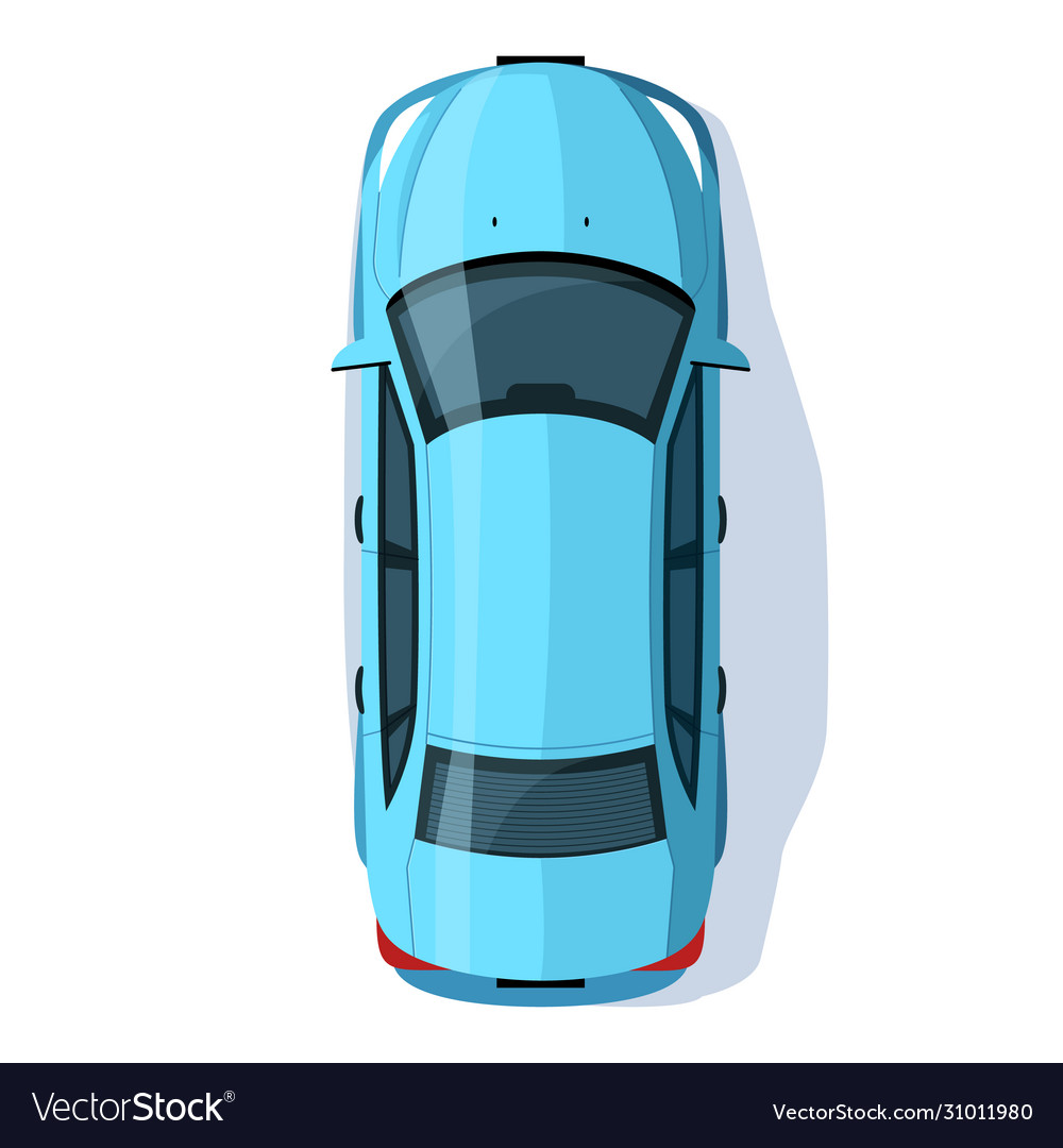 Blue sedan semi flat rgb color Royalty Free Vector Image