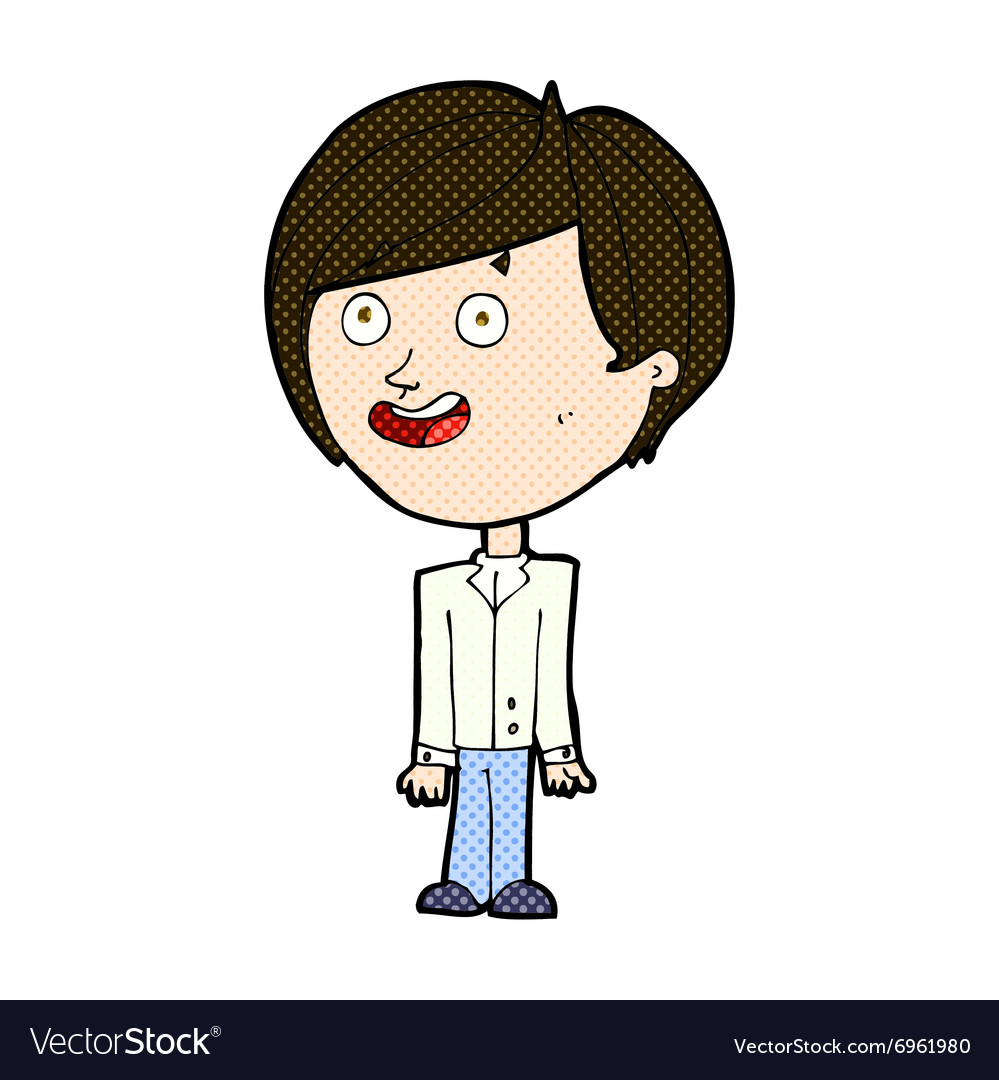 Comic cartoon happy surprised boy Royalty Free Vector Image