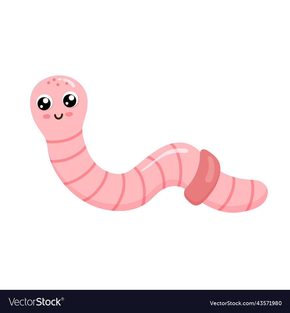 Cute smiling worm isolated on white background Vector Image