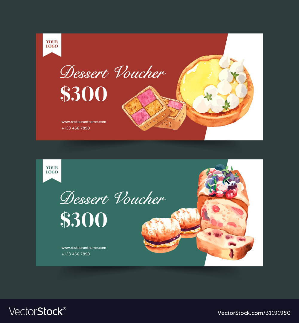 Dessert voucher design with bread cookie and Vector Image