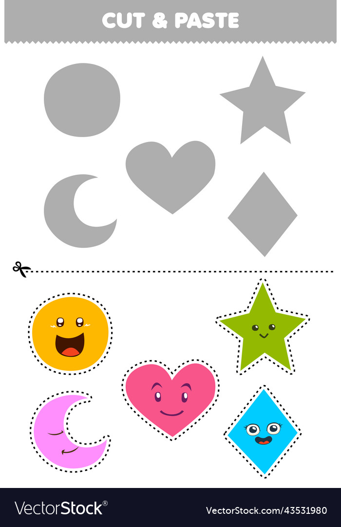 Education game for children cut and paste cute Vector Image