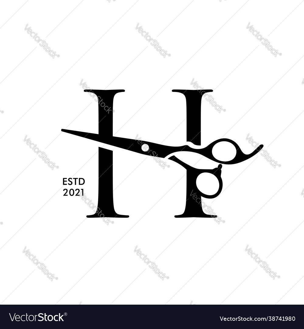 Elegant initial h scissors Royalty Free Vector Image